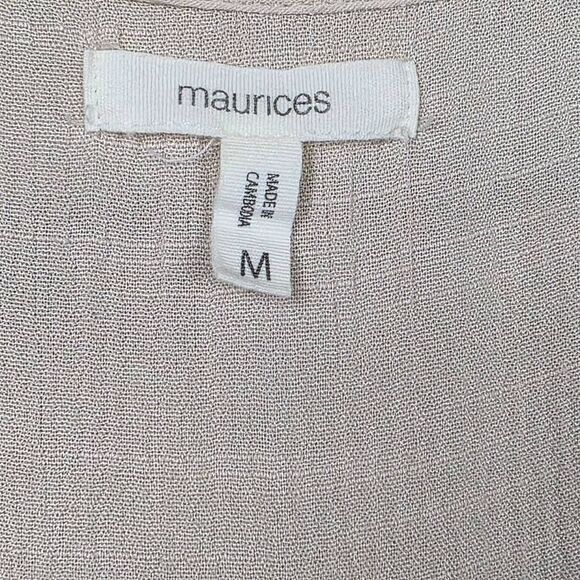 Maurices M Cream Smocked Flutter Sleeve Henley Top - Picture 4 of 6